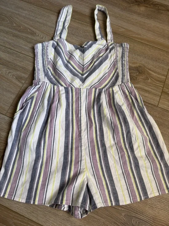 Volcom Striped Multicolor girls size 12 medium Romper Sleeveless Summer - Picture 1 of 7